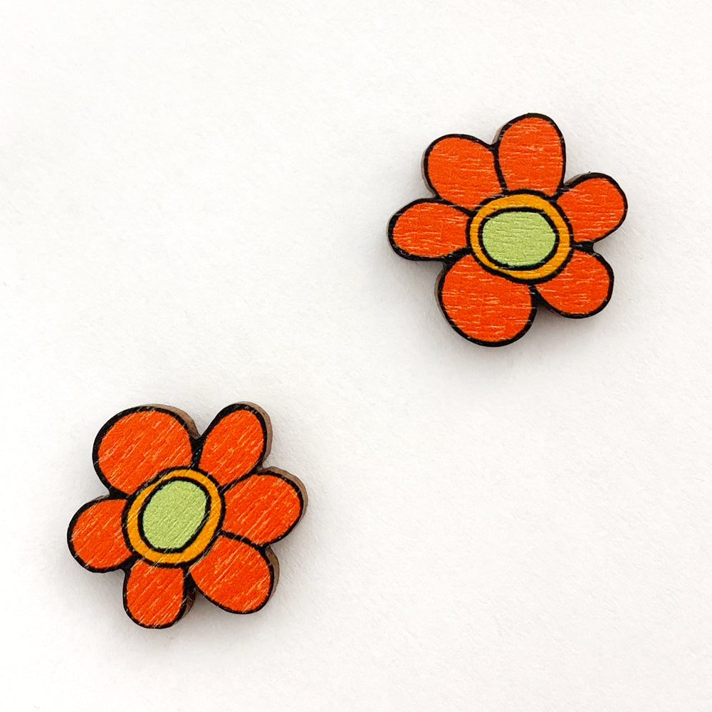 Button Earrings | KUKKARALLAKUKAT | orange