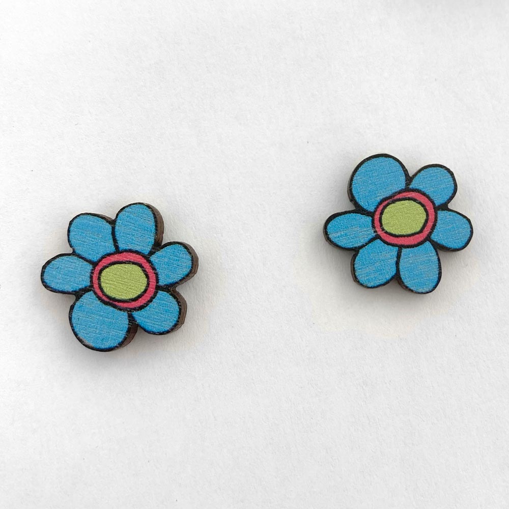 Button Earrings | KUKKARALLAKUKAT | light blue