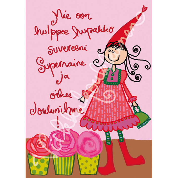 Magnetic-kortti "Mie oon hulppee hupakko suvereeni Supernaine ja oikee Joulunihme!" 2021
