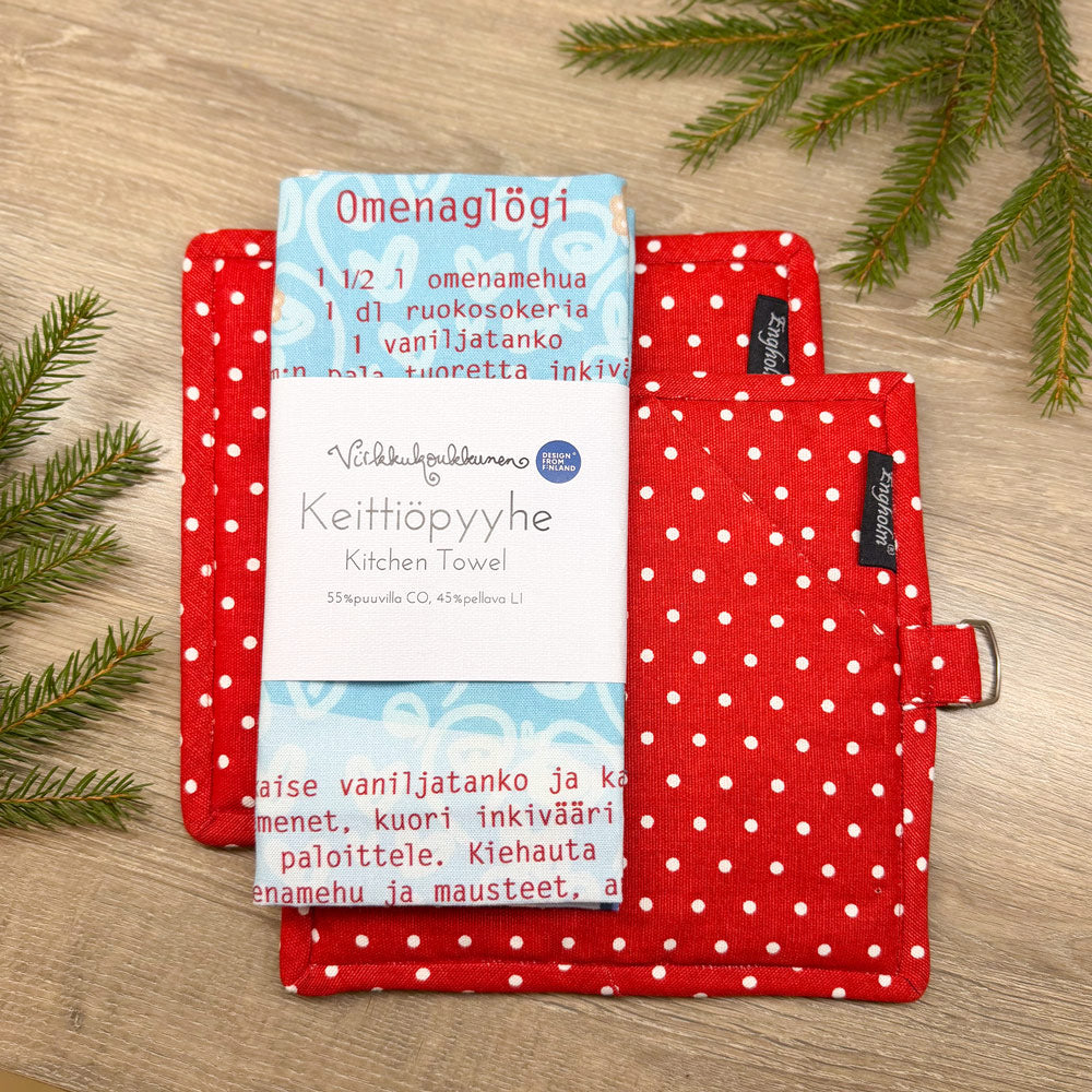 JOULULAHJA | keittiöpyyhe ja patalaput