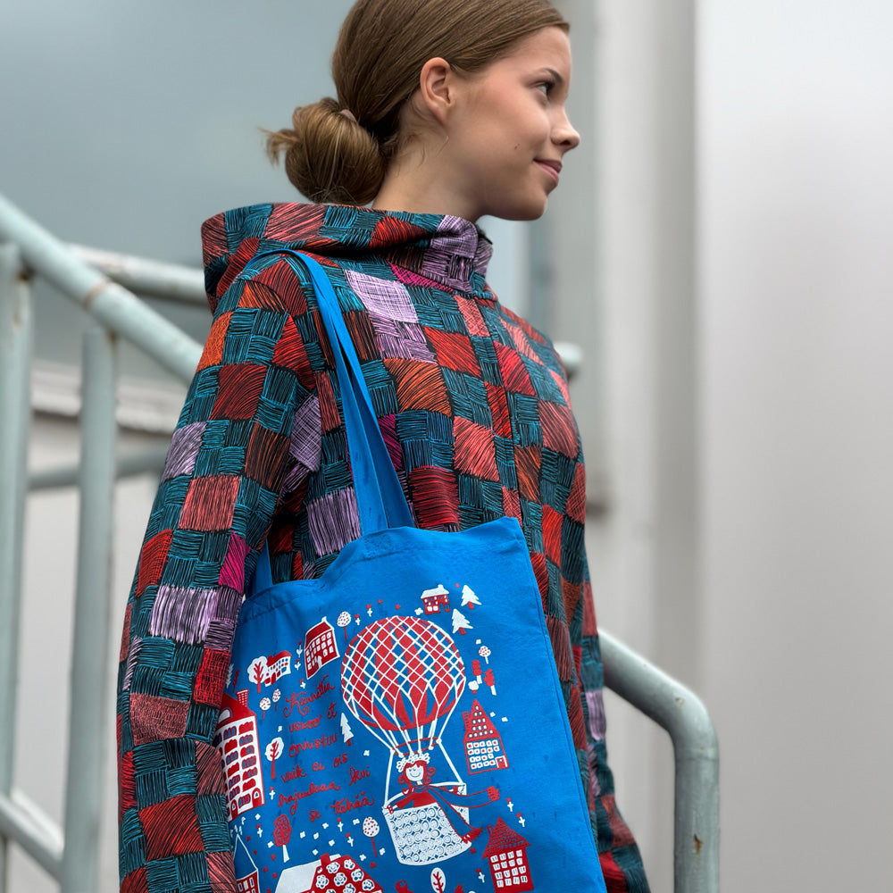 Tote Bag | KANNATTAA USKOO ET ONNISTUU | blue