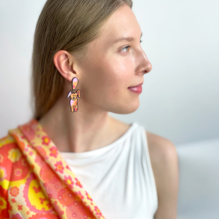 Earrings | KOIRAT | oranssi-pinkki