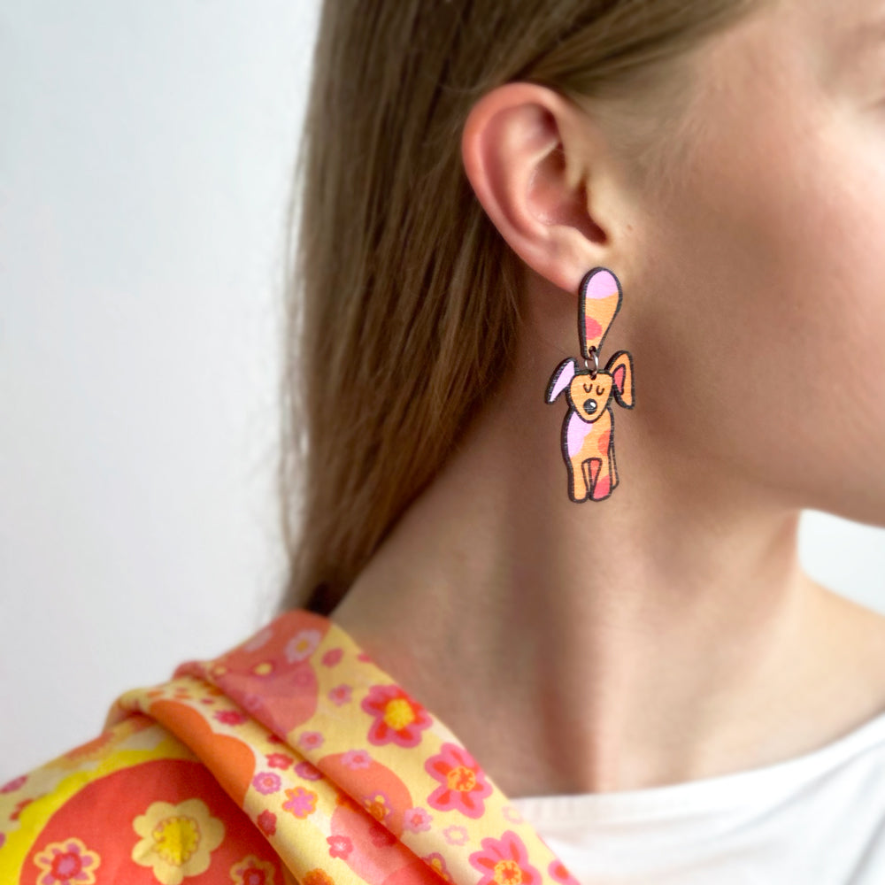 Earrings | KOIRAT | oranssi-pinkki
