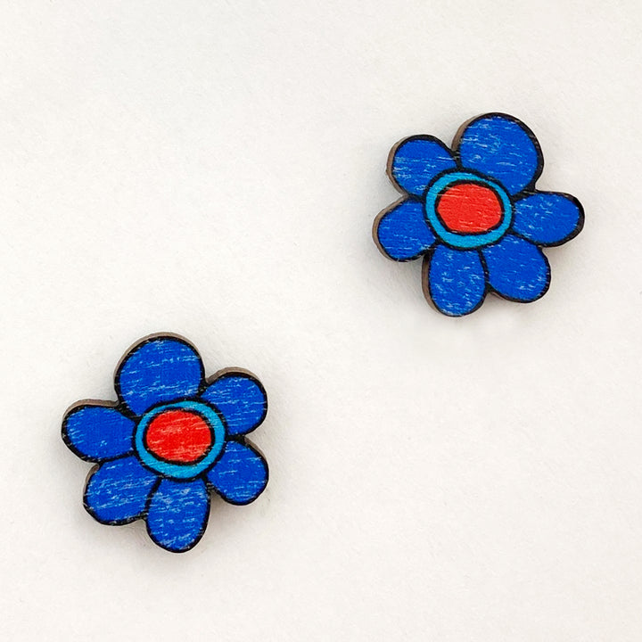 Button Earrings | KUKKARALLAKUKAT | dark blue