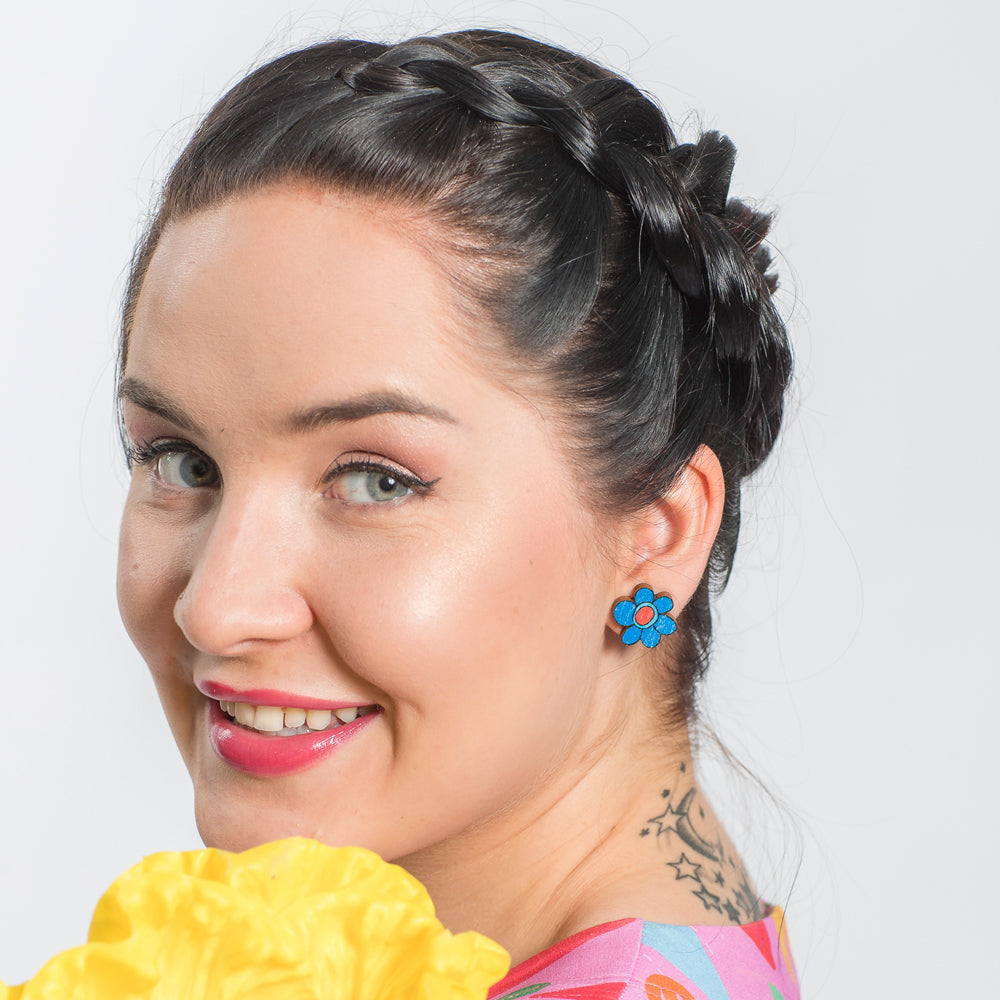 Button Earrings | KUKKARALLAKUKAT | dark blue