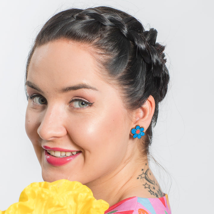 Button Earrings | KUKKARALLAKUKAT | dark blue