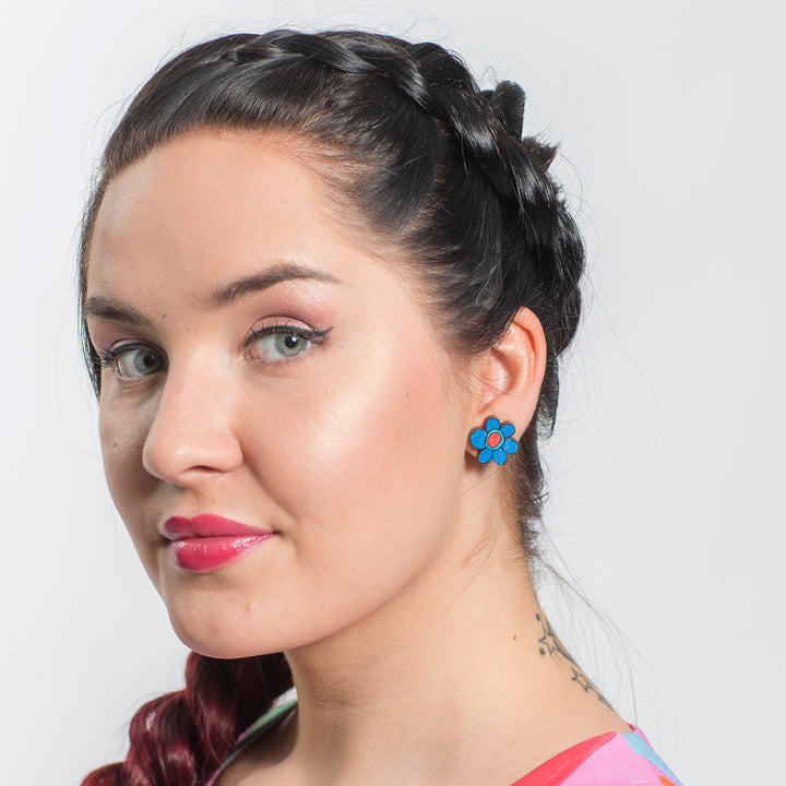 Button Earrings | KUKKARALLAKUKAT | dark blue