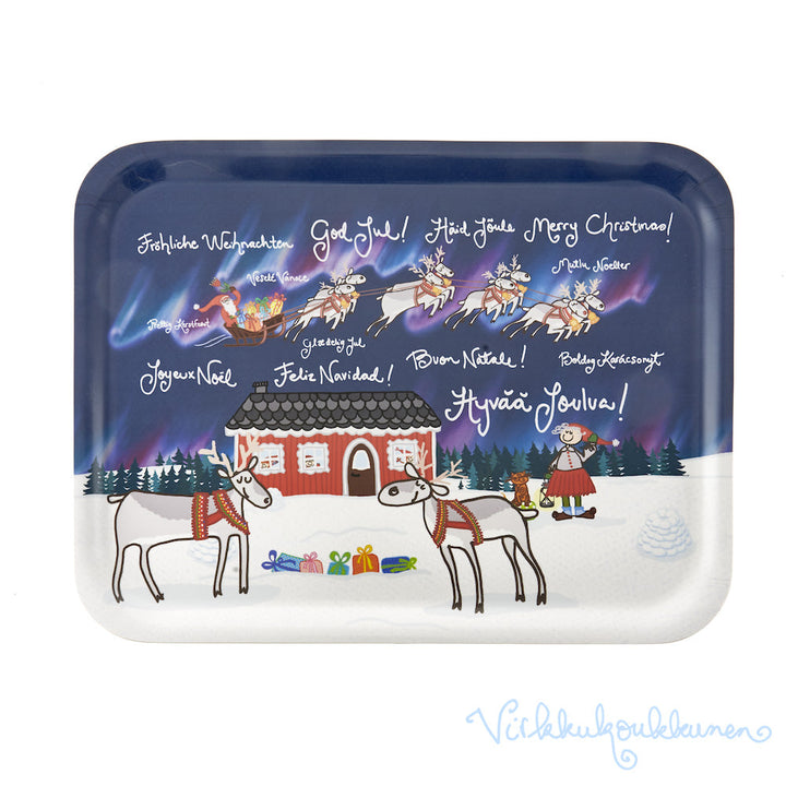 Suuri Kokopala-tarjotin "Hyvää Joulua moneks kieleks"