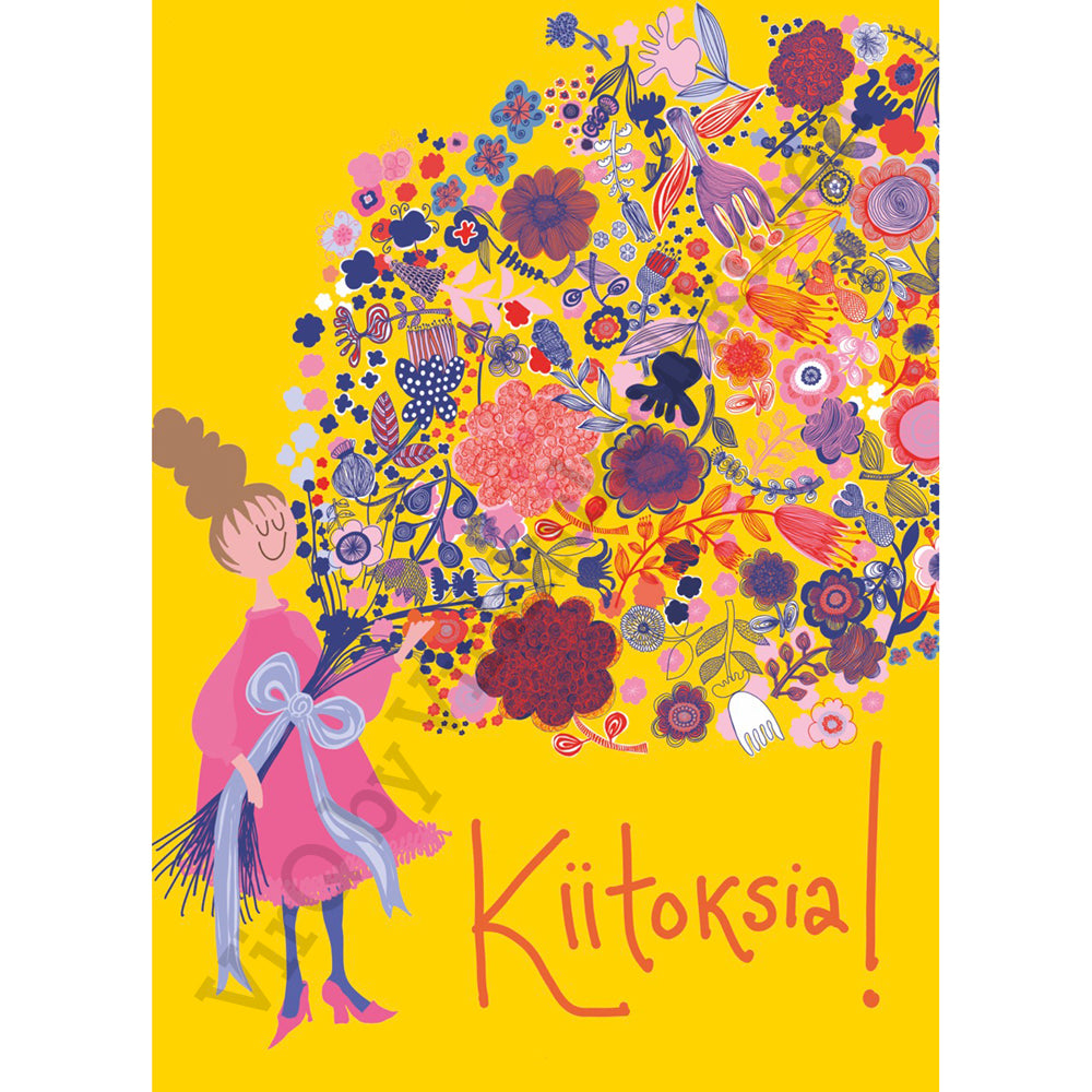 Postikortti | KIITOKSIA! | Kukassa -kuosi