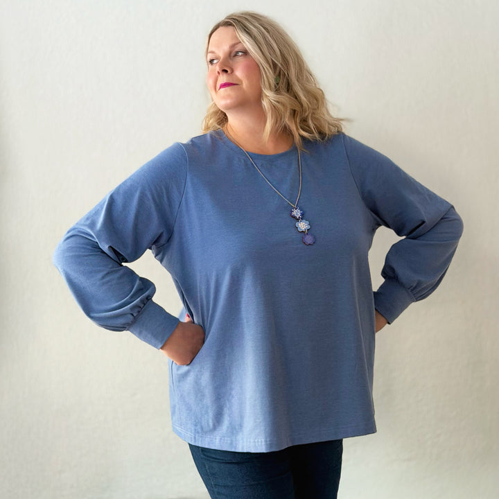 Puhvihiha blouse | DUSTY BLUE