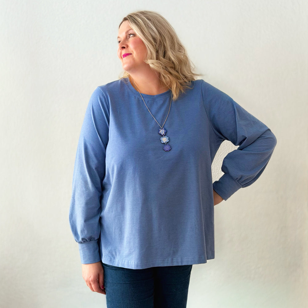 Puhvihiha blouse | DUSTY BLUE