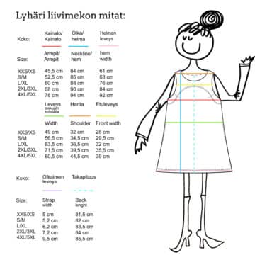 Mittataulukko Lyhäri liivimekko