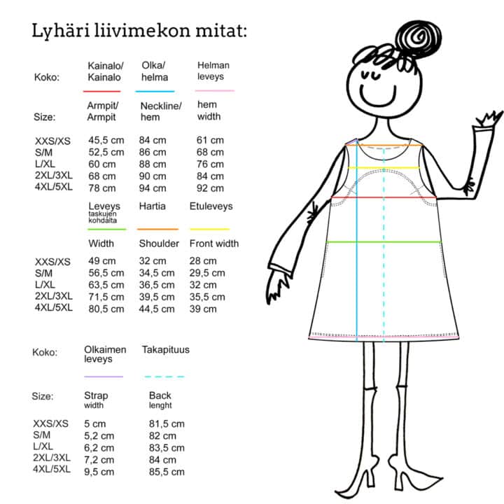 Mittataulukko Lyhäri liivimekko