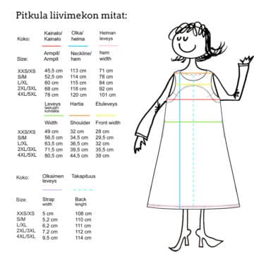 Mittataulukko Pitkula liivimekko